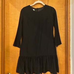 Elegant Black Ruffle Hem Dress